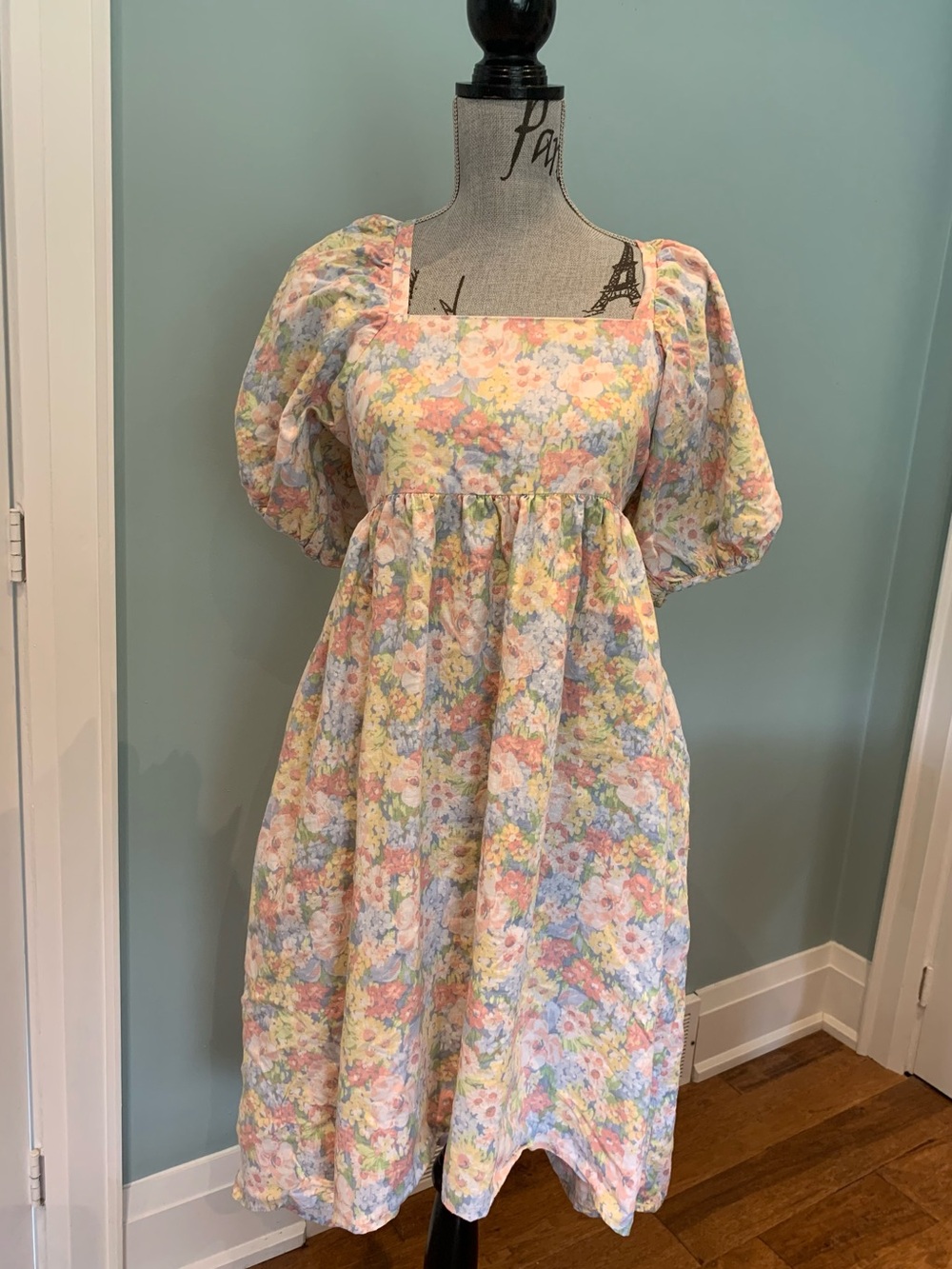 Joe Fresh Pastel Floral High-Low Dress - Pink, Blue, Yellow, Green, Cream
